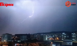 Gaziantep'te şimşekler geceyi aydınlattı