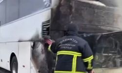 Gaziantep'te yolcu otobüsü alev aldı
