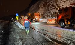 Karayoluna çığ düştü yol trafiğe kapandı