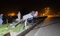 Direğe çarpan otomobil takla attı: 1 ölü, 2 yaralı