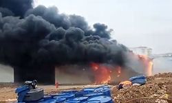 Kuzey şehir TOKİ konutları inşaat şantiyesinde korkutan yangın