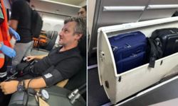 Uçakta yolcunun kafasına 50 kiloluk bagaj düştü