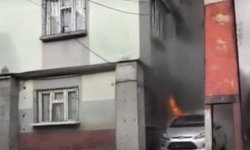 Kocasına kızan kadın arabayı ateşe verdi!