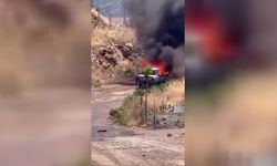 Gaziantep'in Nurdağı ilçesinde otomobil yangını