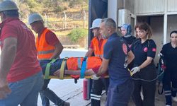 Asfalt üretim tesisinde yangın tatbikatı