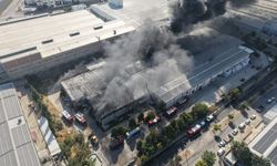 Gaziantep'te fabrika yangını havadan görüntülendi