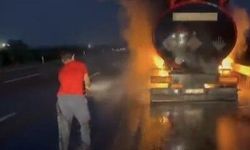 TAG Otoyolu'nda seyir halindeki tanker alev alev yandı