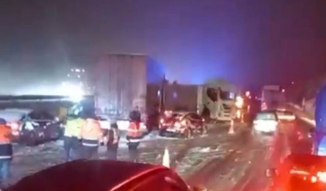 Kar yağışi tünel çıkışında zincirleme kaza neden oldu