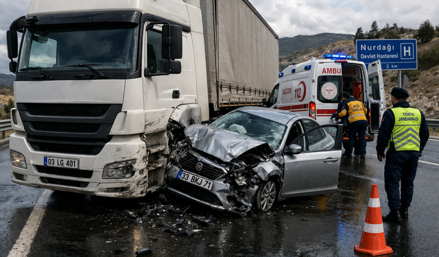 Nurdağı’nda tır ile otomobil çarpıştı