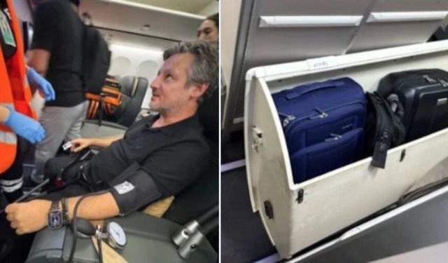 Uçakta yolcunun kafasına 50 kiloluk bagaj düştü