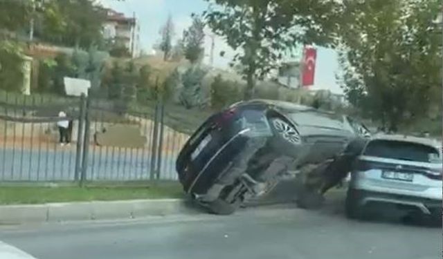 Gaziantep’te kontrolden çıkan araç takla attı