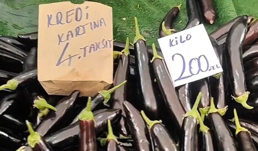 Gaziantep’te pazarda patlıcan 4 taksitle satılıyor