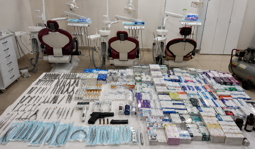 Gaziantep’te ruhsatsız diş kliniğine operasyon: Çok sayıda malzeme ele geçirildi