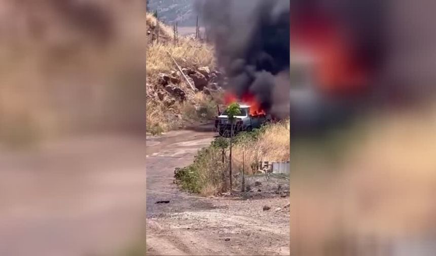 Gaziantep'in Nurdağı ilçesinde otomobil yangını
