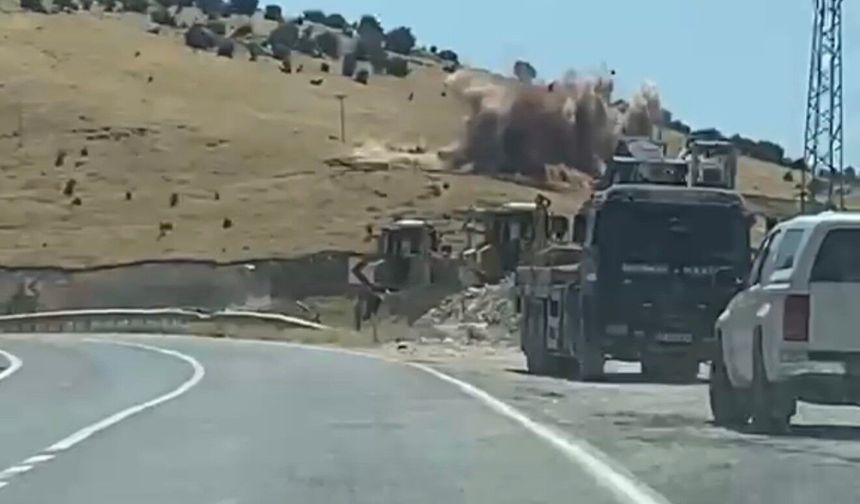 Adıyaman’da yol çalışması sırasında patlatma sonrası orman yangını
