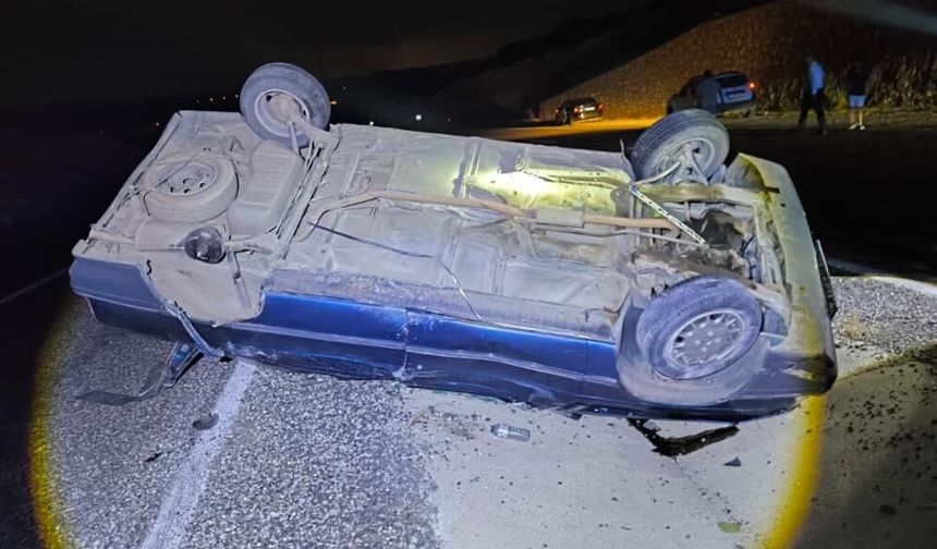 Gaziantep karayolunda otomobil takla attı