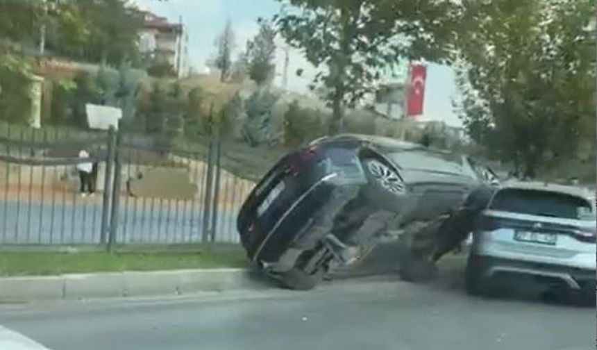 Gaziantep’te kontrolden çıkan araç takla attı