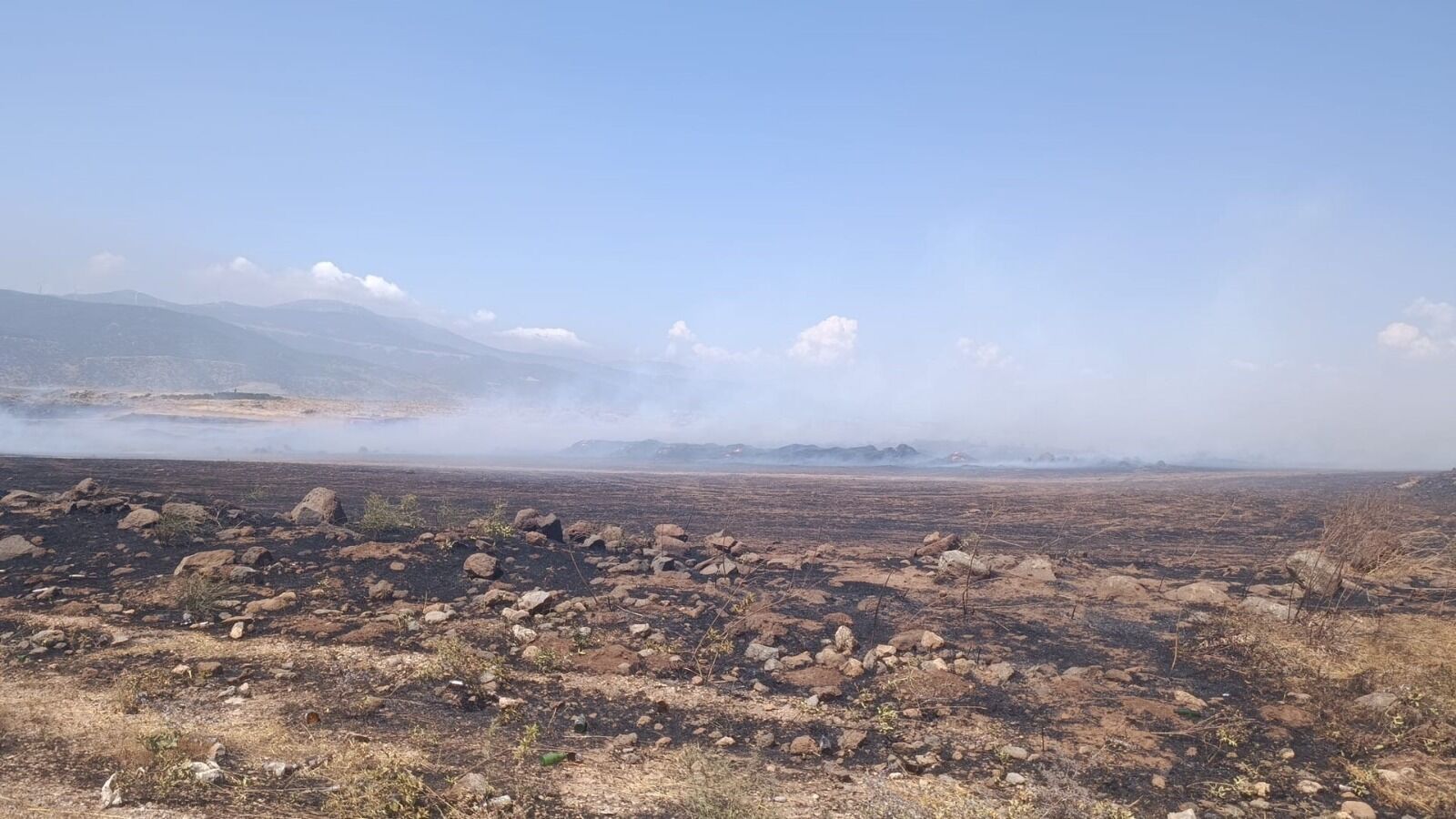 Gaziantep'in İslahiye Ilçesinde Hasat Sonrası Çıkan Anız Yangını, Rüzgarın Etkisiyle Geniş Alana Yayıldı. Yangın Ekipler Tarafından Söndürülürken Hektarlarca Tarım Arazisi Zarar Gördü (2)